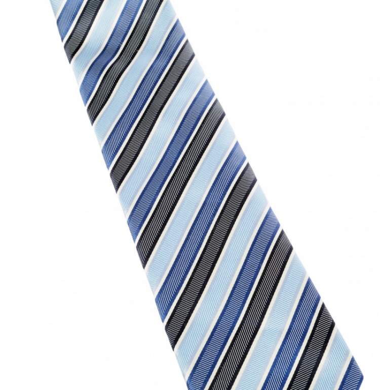 Pre Owned Ermenegildo Zegna Blue Diagonal Striped Silk Tie 