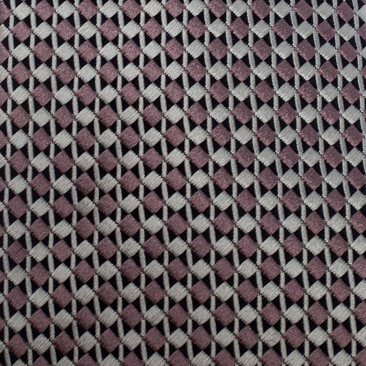 Pre Owned Ermenegildo Zegna Multicolor Diamond Patterned Jacquard Silk Tie