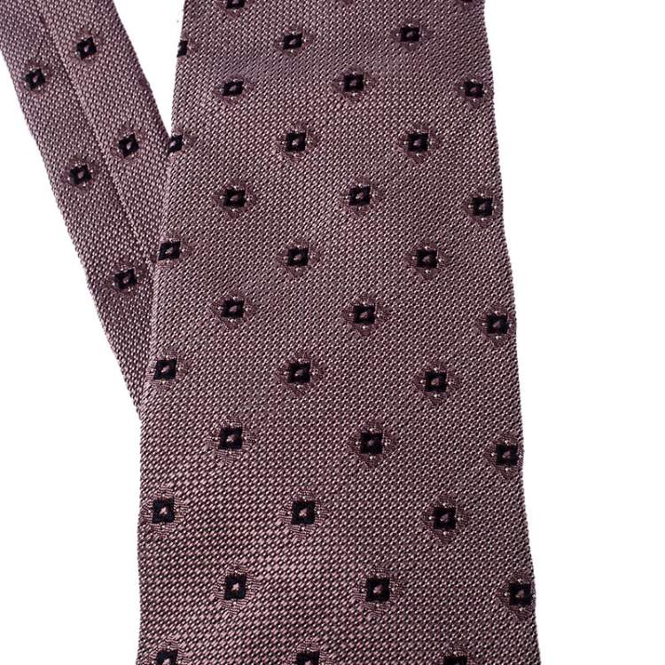 Pre Owned Ermenegildo Zegna Couture Pink Geometric Patterned Jacquard Silk Tie