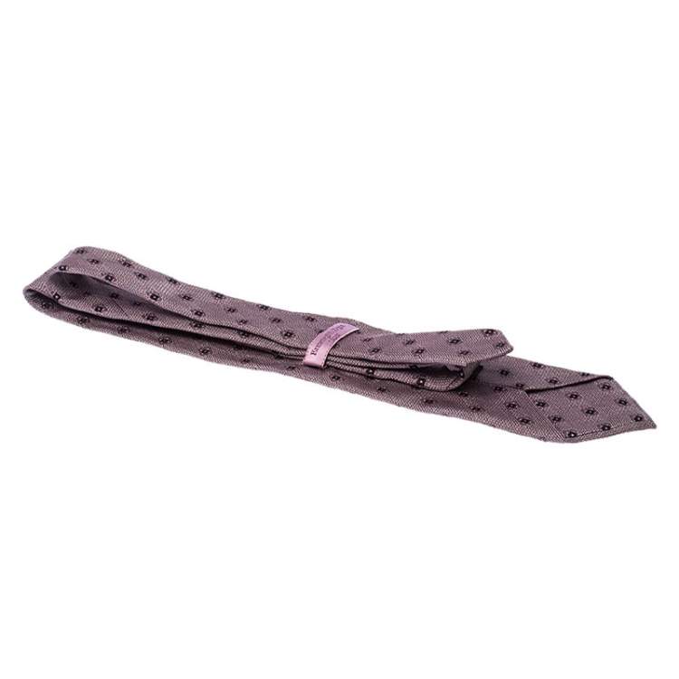 Pre Owned Ermenegildo Zegna Couture Pink Geometric Patterned Jacquard Silk Tie