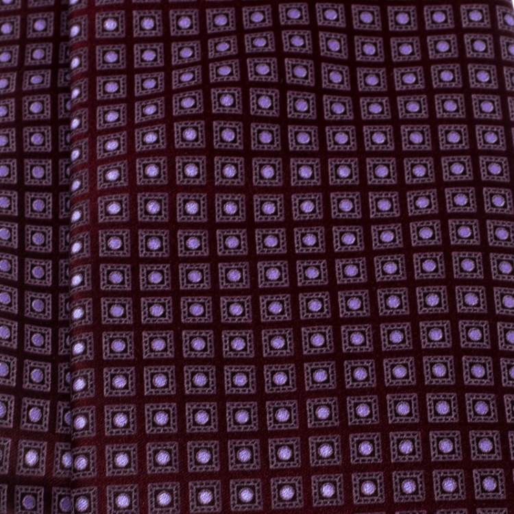 Pre Owned Ermenegildo Zegna Purple Geometric Print Silk Tie