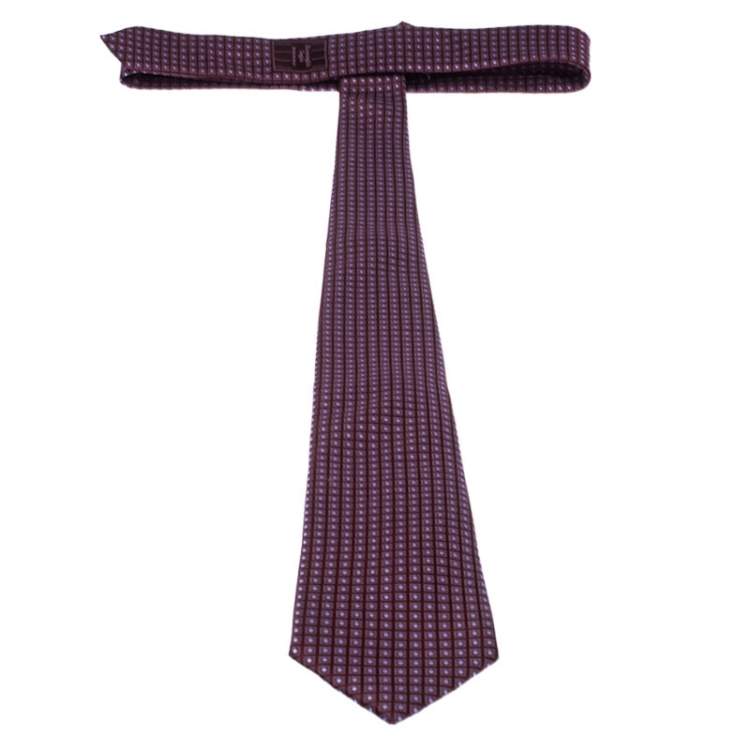 Pre Owned Ermenegildo Zegna Purple Geometric Print Silk Tie