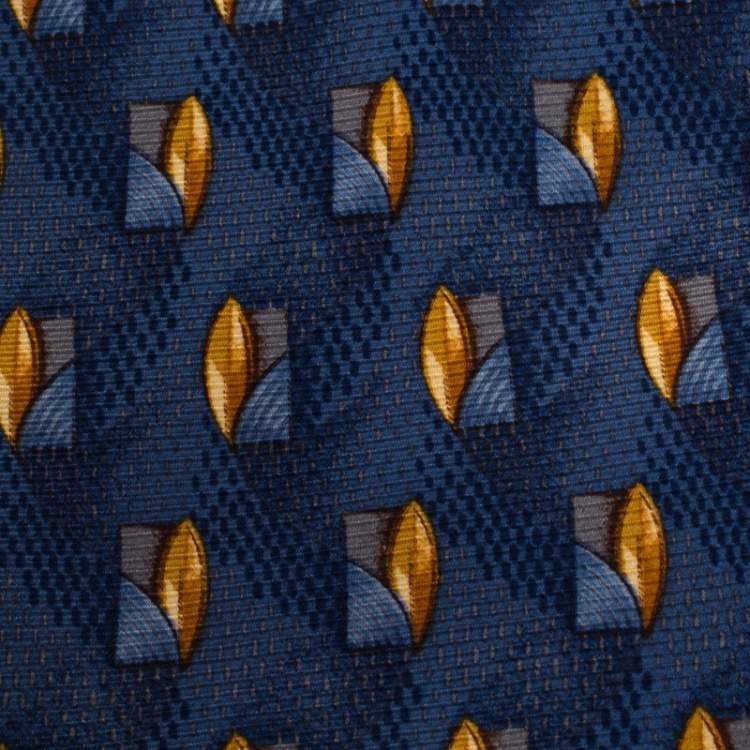 Pre Owned Ermenegildo Zegna Vintage Blue Abstract Print Silk Tie