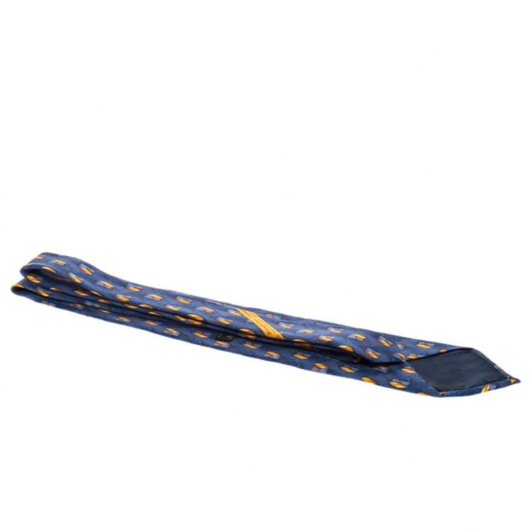 Pre Owned Ermenegildo Zegna Vintage Blue Abstract Print Silk Tie