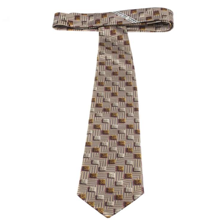 Pre Owned Ermenegildo Zegna Vintage Multicolor Silk Jacquard Traditional Tie