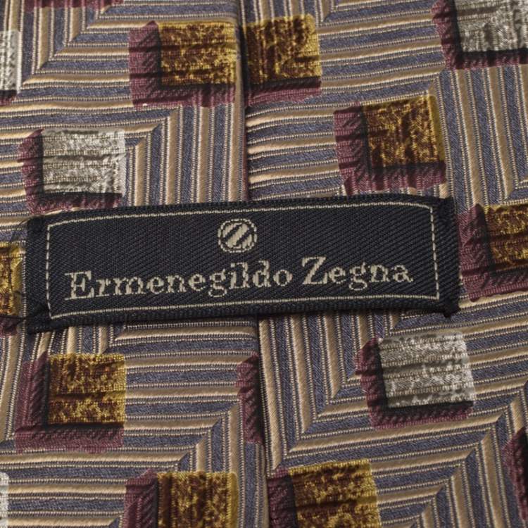 Pre Owned Ermenegildo Zegna Vintage Multicolor Silk Jacquard Traditional Tie