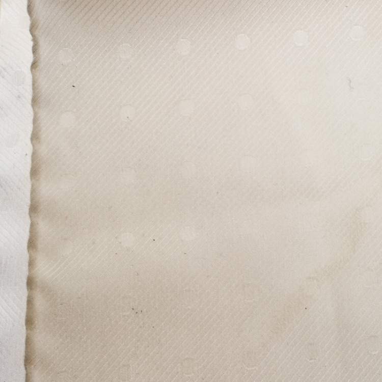 Pre Owned Ermenegildo Zegna Vintage Cream Polka Dot Jacquard Silk Pocket Square 