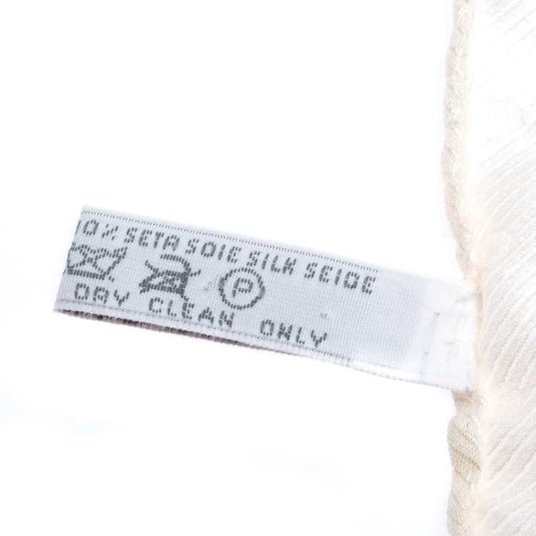 Pre Owned Ermenegildo Zegna Vintage Cream Polka Dot Jacquard Silk Pocket Square 