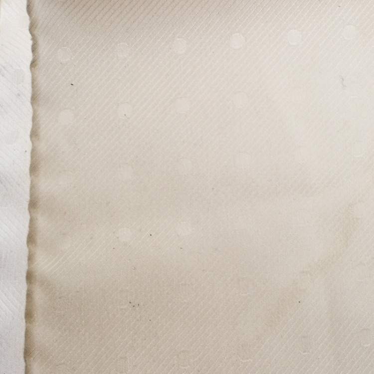 Pre Owned Ermenegildo Zegna Vintage Cream Polka Dot Jacquard Silk Pocket Square 