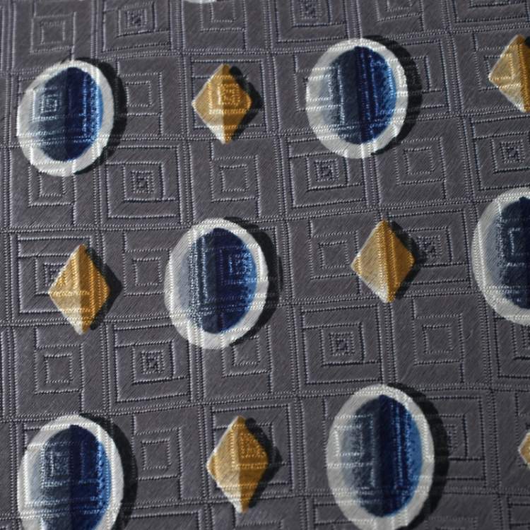 Pre Owned Ermenegildo Zegna Vintage Grey geometric Print & Jacquard Silk Tie