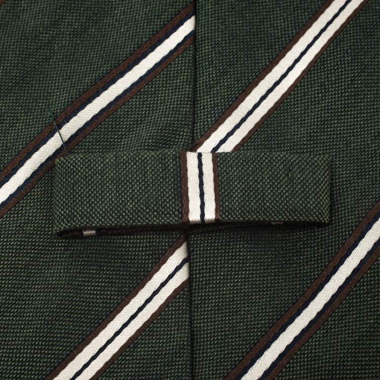 Pre Owned Ermenegildo Zegna Vintage Green Linen Silk Traditional Tie