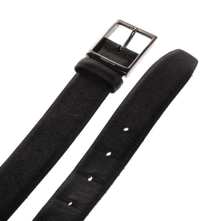 Pre Owned Ermenegildo Zegna Black Leather Belt 130CM