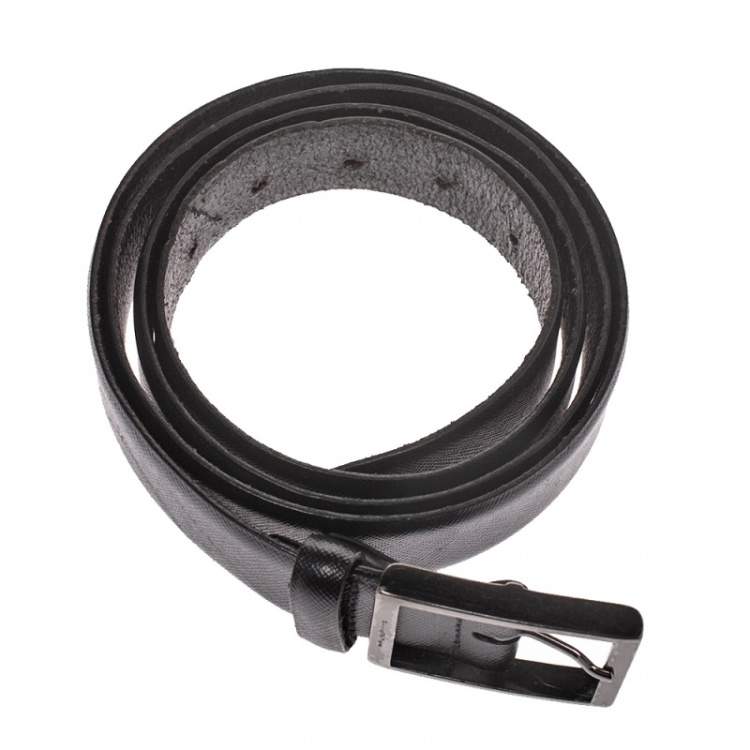 Pre Owned Ermenegildo Zegna Black Leather Belt 130CM