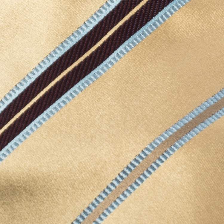 Pre Owned Ermenegildo Zegna Cream Diagonal Striped Traditional Silk Tie