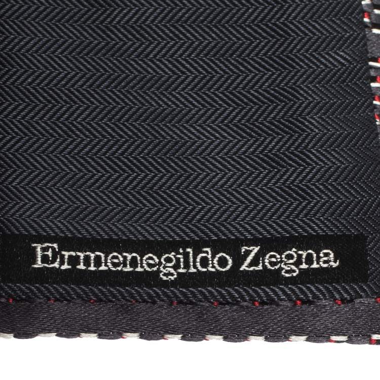 Pre Owned Ermenegildo Zegna Grey Diagonal Pattern Silk Tie