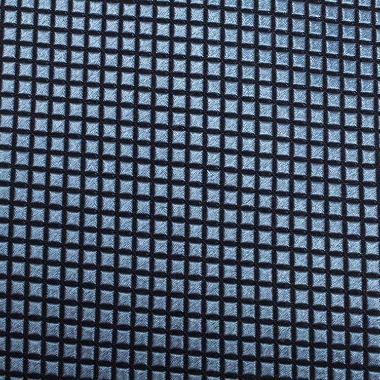 Pre Owned Ermenegildo Zegna Blue Geometric Grid Pattern Silk Tie