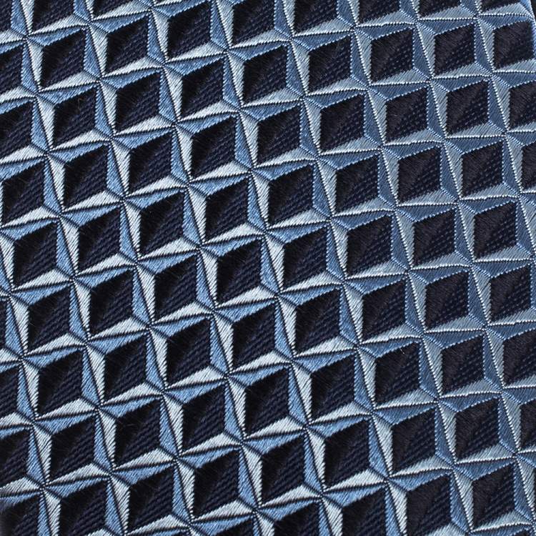 Pre Owned Ermenegildo Zegna Blue Abstract Pattern Silk  Tie