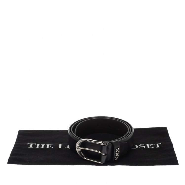 Pre Owned Ermenegildo Zegna Black Leather Belt 90CM