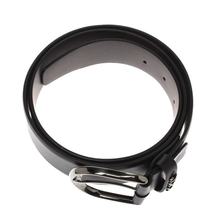 Pre Owned Ermenegildo Zegna Black Leather Belt 90CM