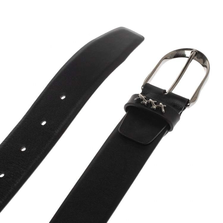 Pre Owned Ermenegildo Zegna Black Leather Belt 90CM