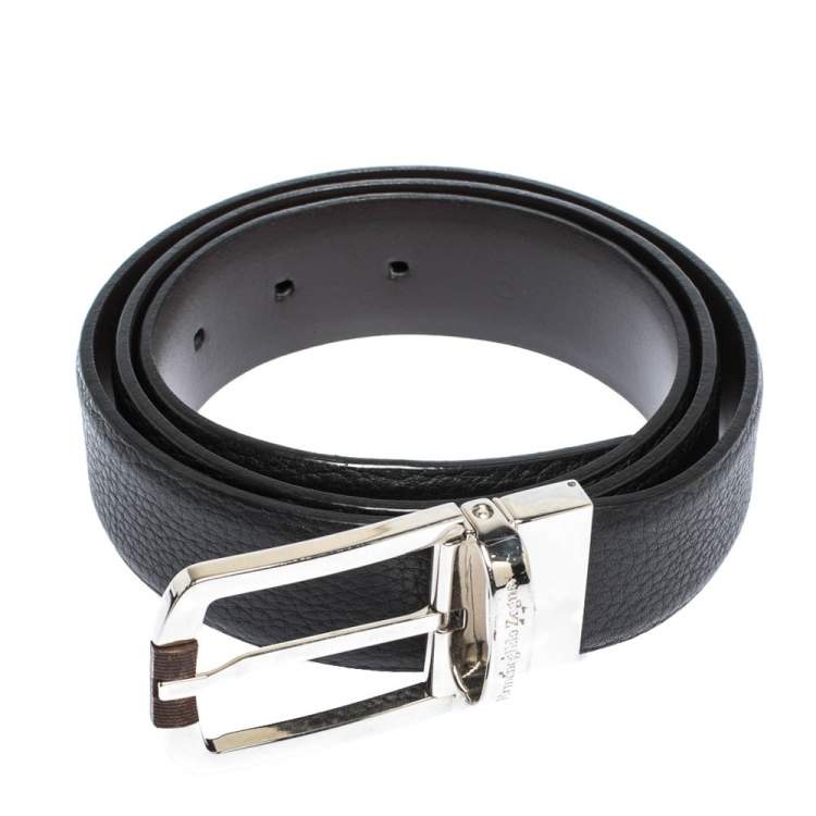 Pre Owned Ermenegildo Zegna Black/Brown Leather Reversible Belt 95CM