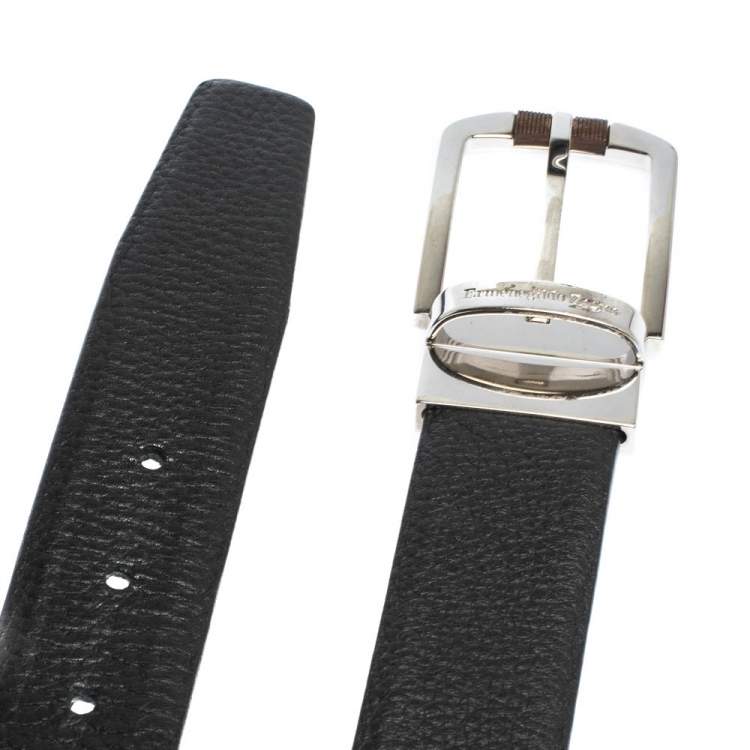 Pre Owned Ermenegildo Zegna Black/Brown Leather Reversible Belt 95CM