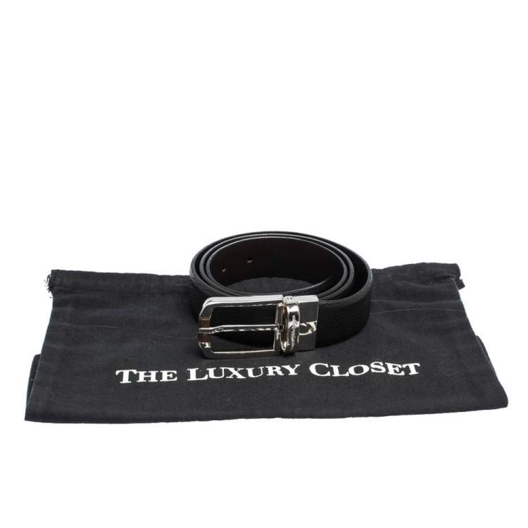 Pre Owned Ermenegildo Zegna Black/Brown Leather Reversible Belt 95CM