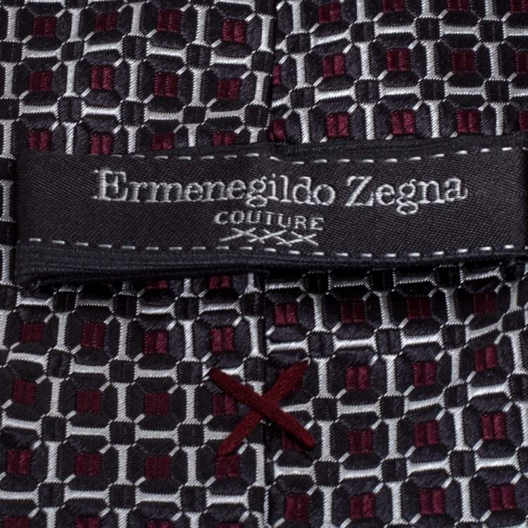 Pre Owned Ermenegildo Zegna Couture Black & Red Silk Tie