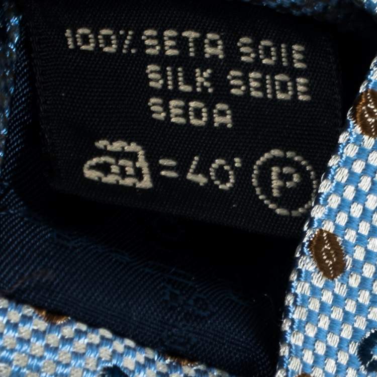 Pre Owned Ermenegildo Zegna Blue Geometric Patterned Silk Tie
