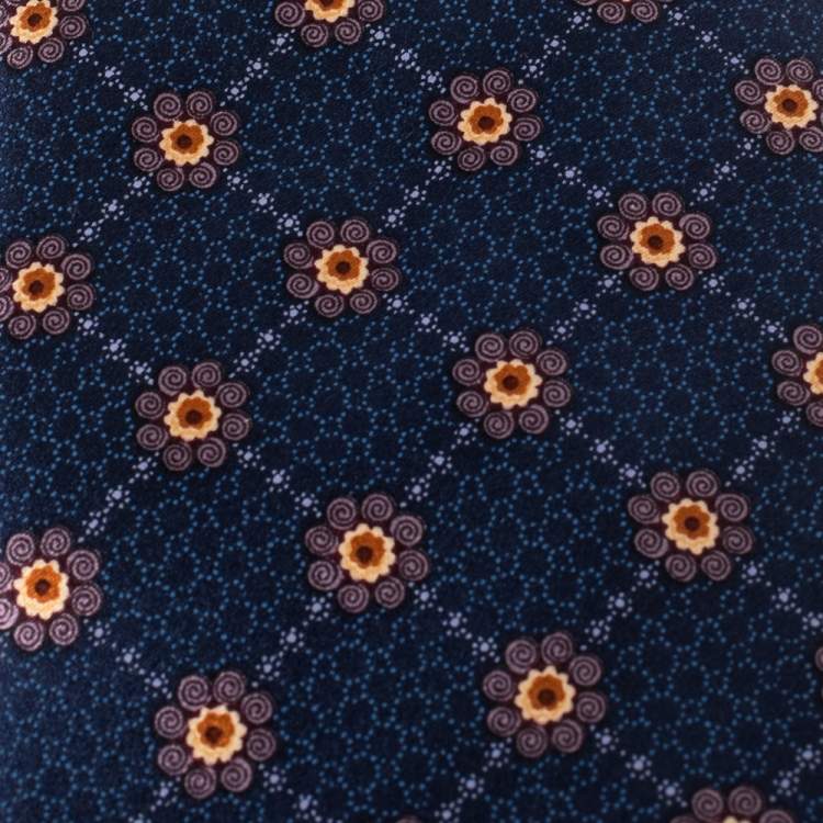 مملوكة مسبقًا Ermenegildo Zegna Disegno Esclusivo Navy Blue Floral Patterned Silk  Traditional Tie