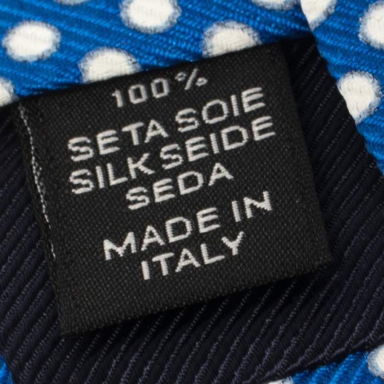 Pre Owned Ermenegildo Zegna Blue Polka Dot Patterned Silk Tie