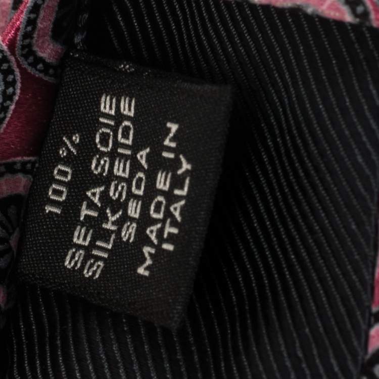 مملوكة مسبقًا Ermenegildo Zegna Pink Geometric Floral Patterned Silk Tie