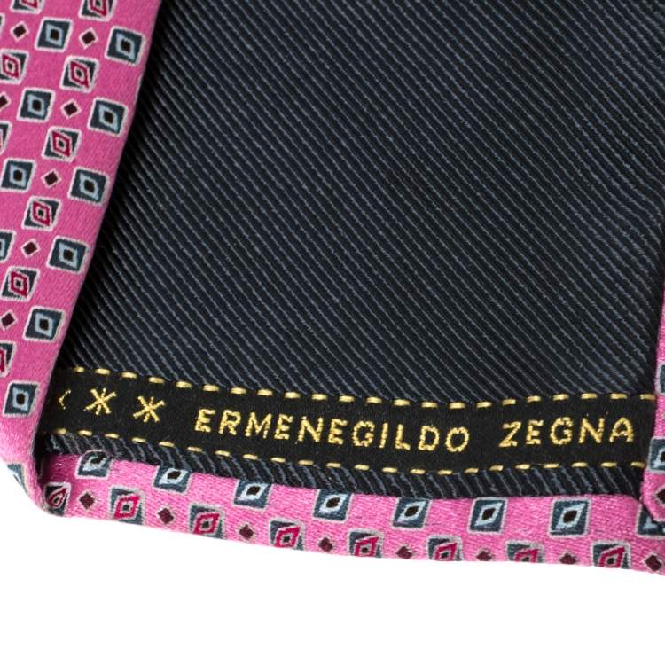مملوكة مسبقًا Ermenegildo Zegna Pink Patterned Silk Tie