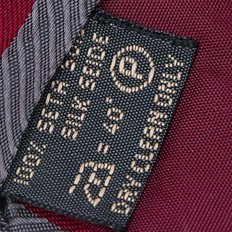 Pre Owned Ermenegildo Zegna Burgundy Diagonal Striped Silk Jacquard Tie