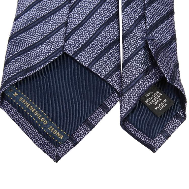 Pre Owned Ermenegildo Zegna Dark Blue Equestrian Motif Silk Tie