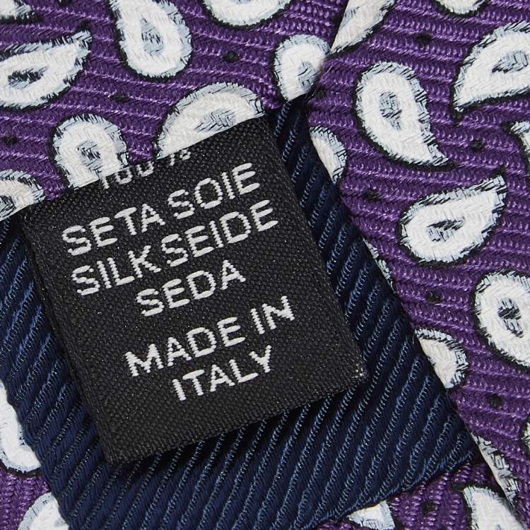 Pre Owned Ermenegildo Zegna Purple Paisley Print Silk Tie