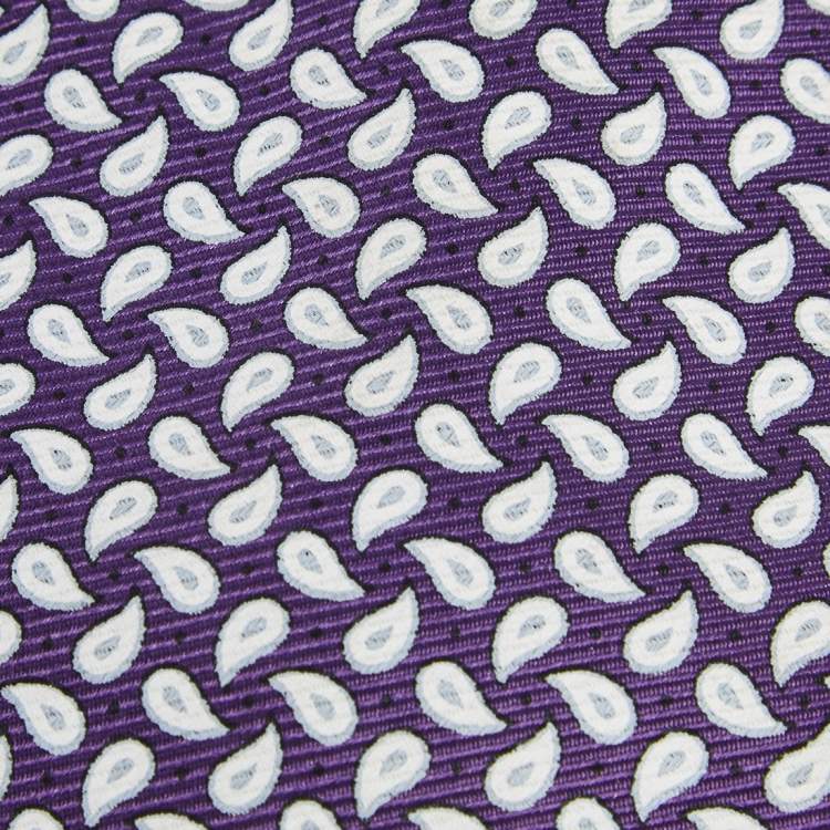 Pre Owned Ermenegildo Zegna Purple Paisley Print Silk Tie