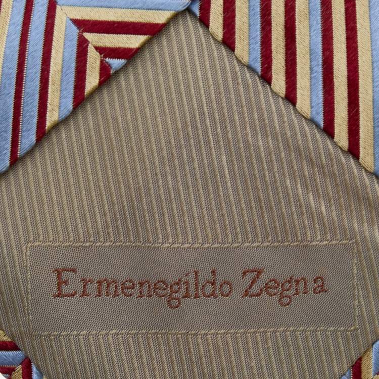 Pre Owned Ermenegildo Zegna Multicolor Diagonal Patterned Silk Jacquard Tie