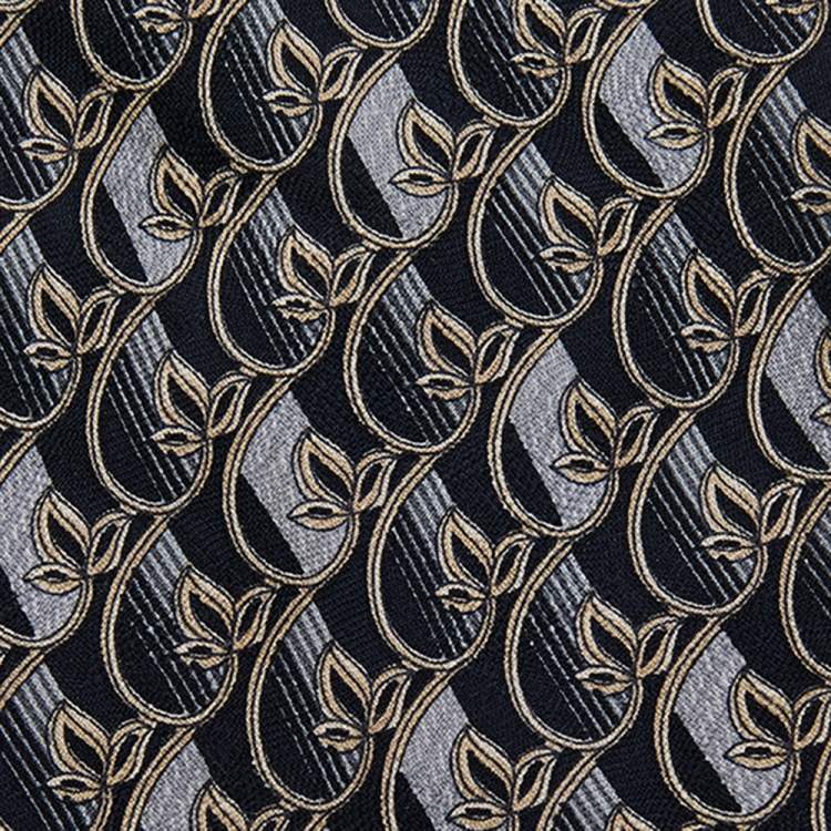 Pre Owned Ermenegildo Zegna Dark Grey Floral Print Silk Tie