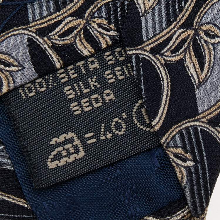 Pre Owned Ermenegildo Zegna Dark Grey Floral Print Silk Tie
