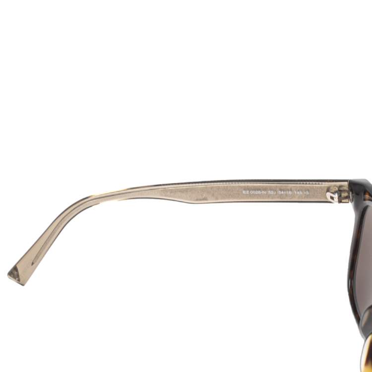 Pre Owned Ermenegildo Zegna Brown EZ 0028FN Tortoise Shell Square Sunglasses