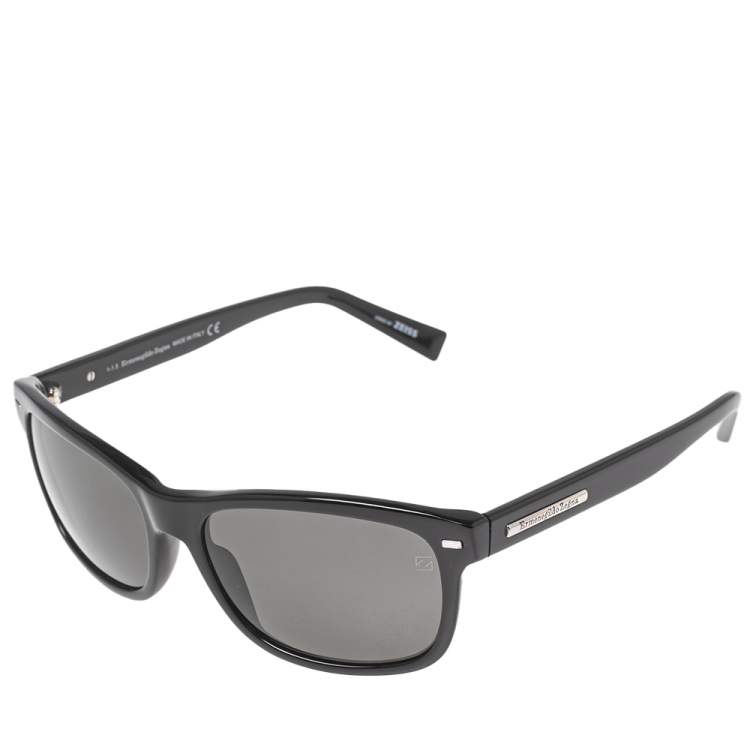 Pre Owned Ermenegildo Zegna Black EZ0001 Wayfarer Polarized Sunglasses