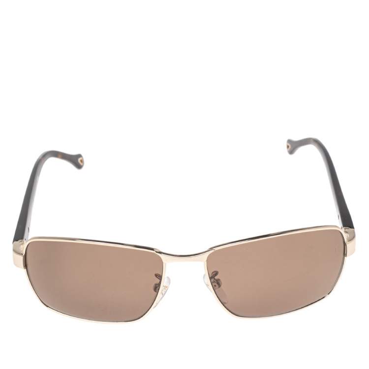 Pre Owned Ermenegildo Zegna Brown Tortoise SZ3287 Rectangular Sunglasses