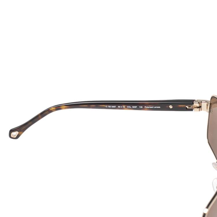 Pre Owned Ermenegildo Zegna Brown Tortoise SZ3287 Rectangular Sunglasses