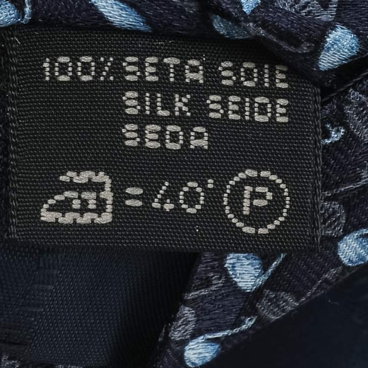 Pre Owned Ermenegildo Zegna Blue Swan Print Silk Tie