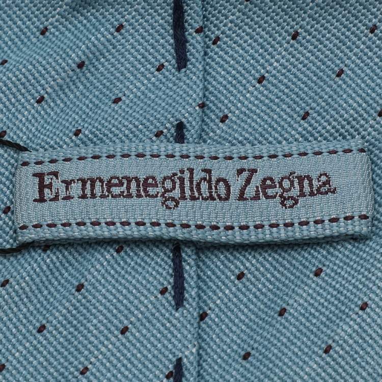 Pre Owned Ermenegildo Zegna Napoli Couture Pale Blue/Red Jacquard Silk Tie