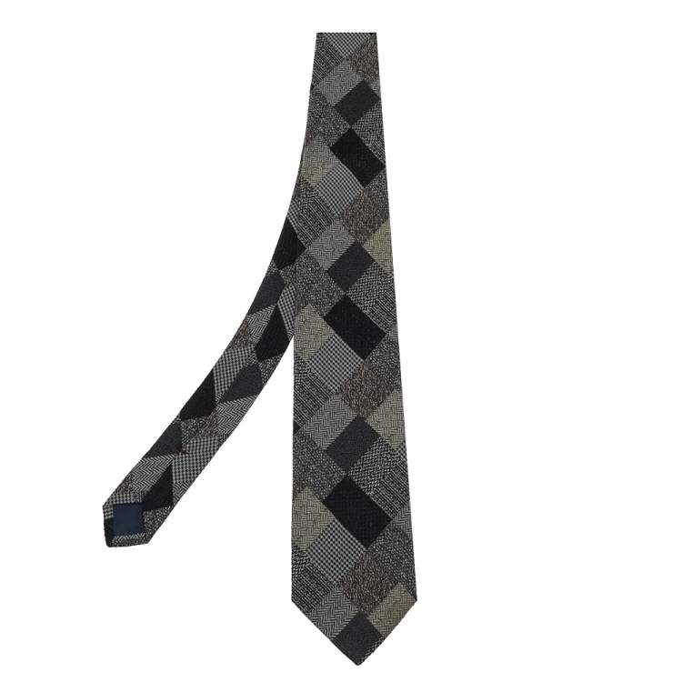 Pre Owned Ermenegildo Zegna Multicolor Patchwork Jacquard Silk Tie