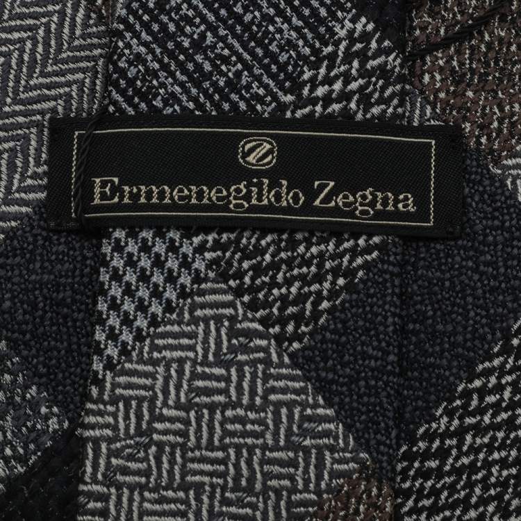 Pre Owned Ermenegildo Zegna Multicolor Patchwork Jacquard Silk Tie