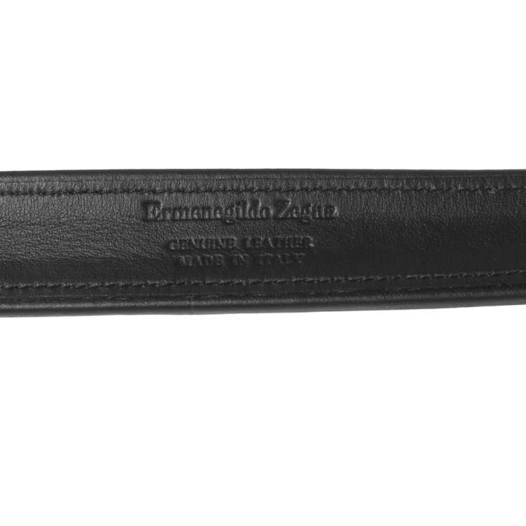 Pre Owned Ermenegildo Zegna Black Suede and Leather Buckle Belt 105CM