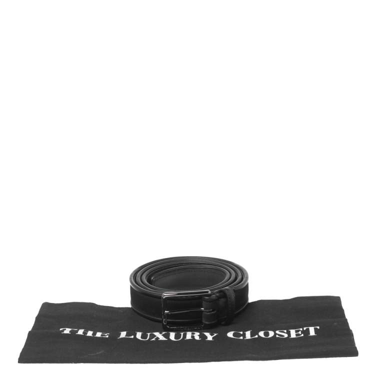 Pre Owned Ermenegildo Zegna Black Suede and Leather Buckle Belt 105CM